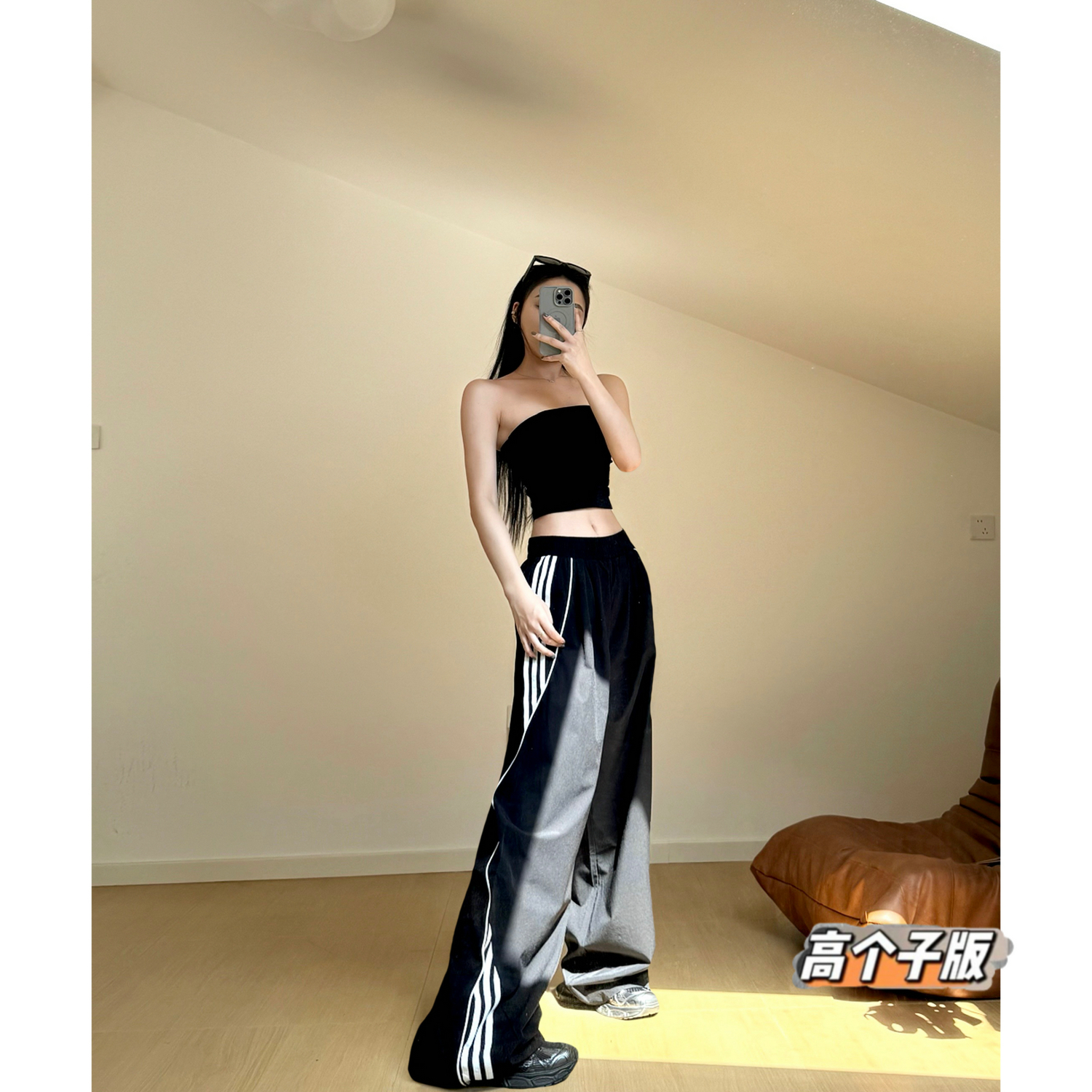 猫猫家加长女裤春夏速干欧美抽绳运动裤夏休闲显瘦宽松直筒阔腿裤