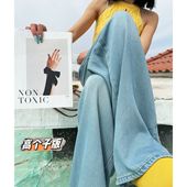 拖地裤 女垂感薄款 春夏浅色水洗做旧天丝阔腿牛仔裤 猫猫家加长女裤