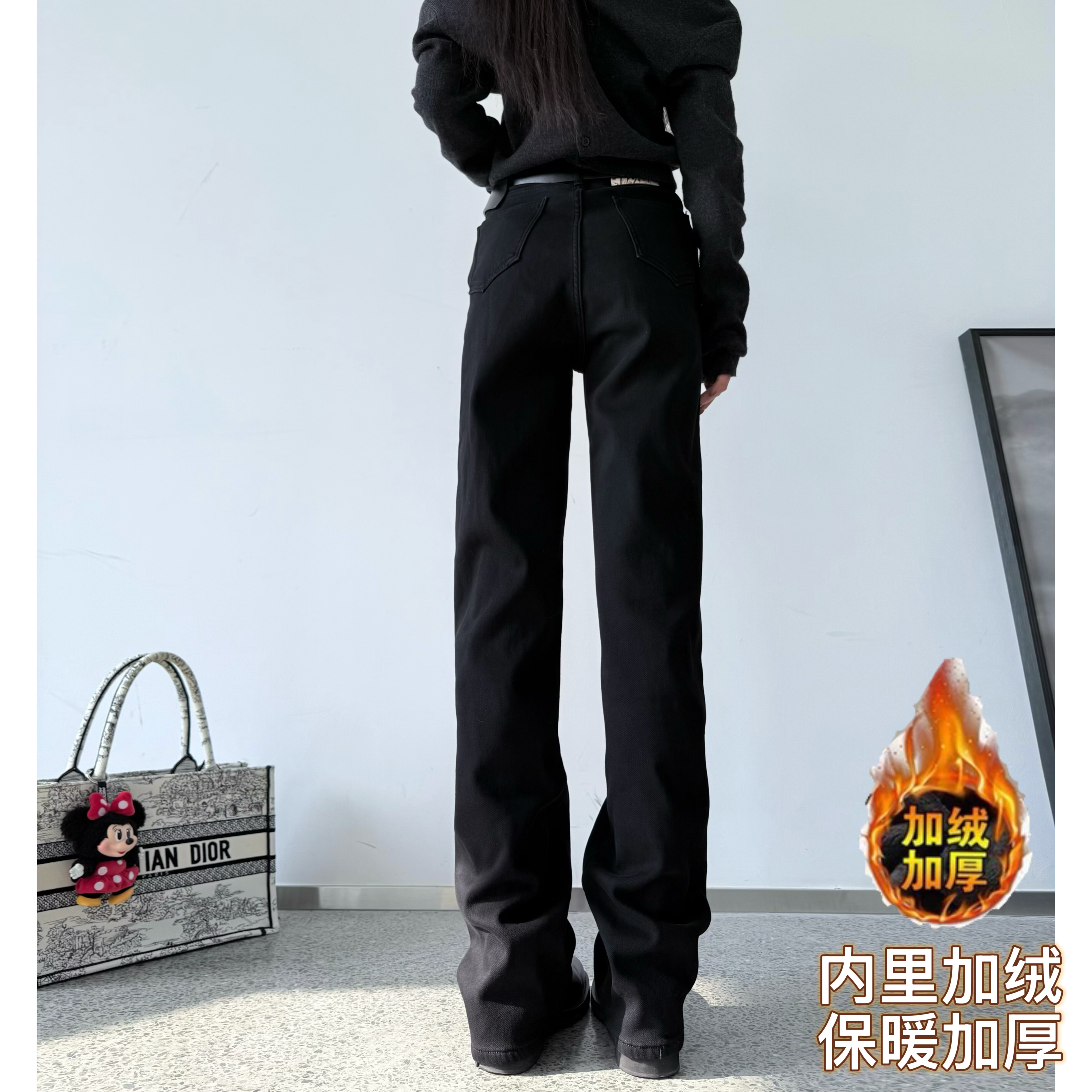 直筒长裤厚牛仔秋冬加长女裤