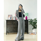 女春夏高级感少女减龄连帽卫衣长裤 猫猫家加长女裤 休闲运动服套装