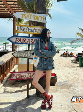 猫猫家高个子穿搭牛仔外套两件套女春季2026韩版长款水洗蓝色上衣