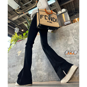 弹力高腰显瘦黑色牛仔裤 高个子加长女裤 潮 女春夏新款 猫猫家喇叭裤