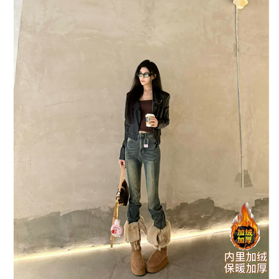 微喇长裤厚牛仔秋冬加长女裤