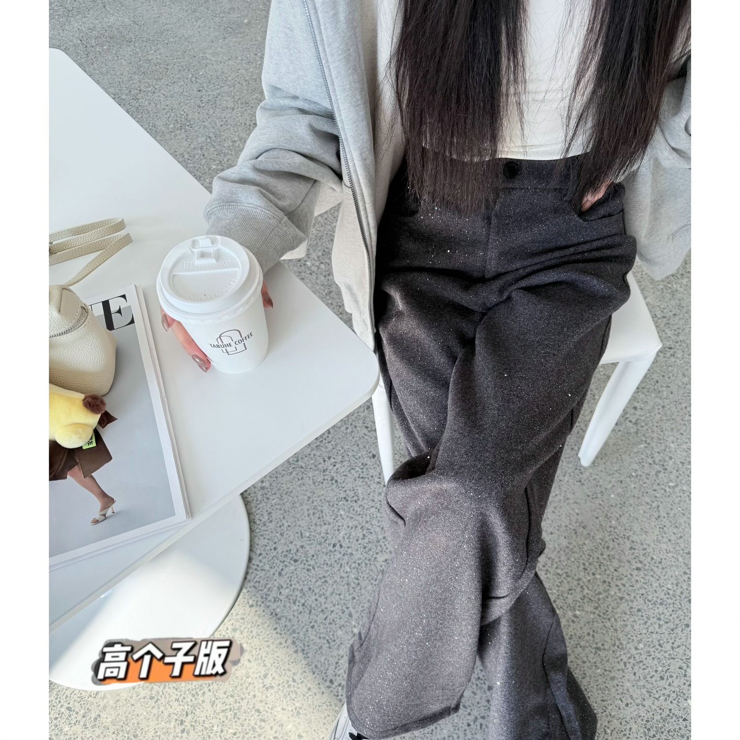 高腰原创猫猫家长裤加长女裤