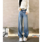 春夏宽松显瘦垂感拖地裤 猫猫家加长女裤 高个子梨型身材阔腿牛仔裤