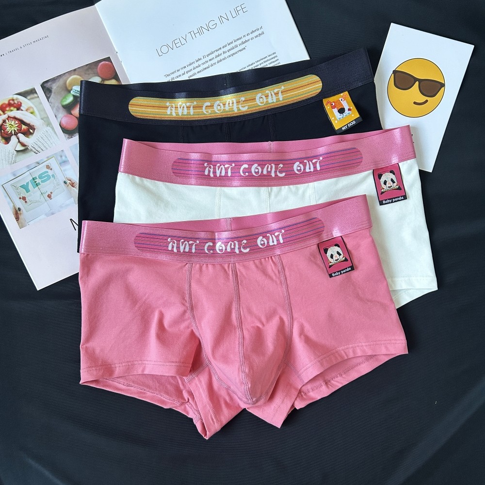 男士内裤男卡通小标纯色透气纯棉平角裤个性潮流青年运动四角裤头,女士内衣/男士内衣/家居服,男平角内裤,淘宝优惠券,粉丝福利购,淘宝优惠卷