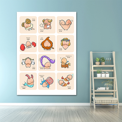 卡通情趣十二星座挂画 男性泌尿科医院墙装饰画酒店宾馆民宿壁画