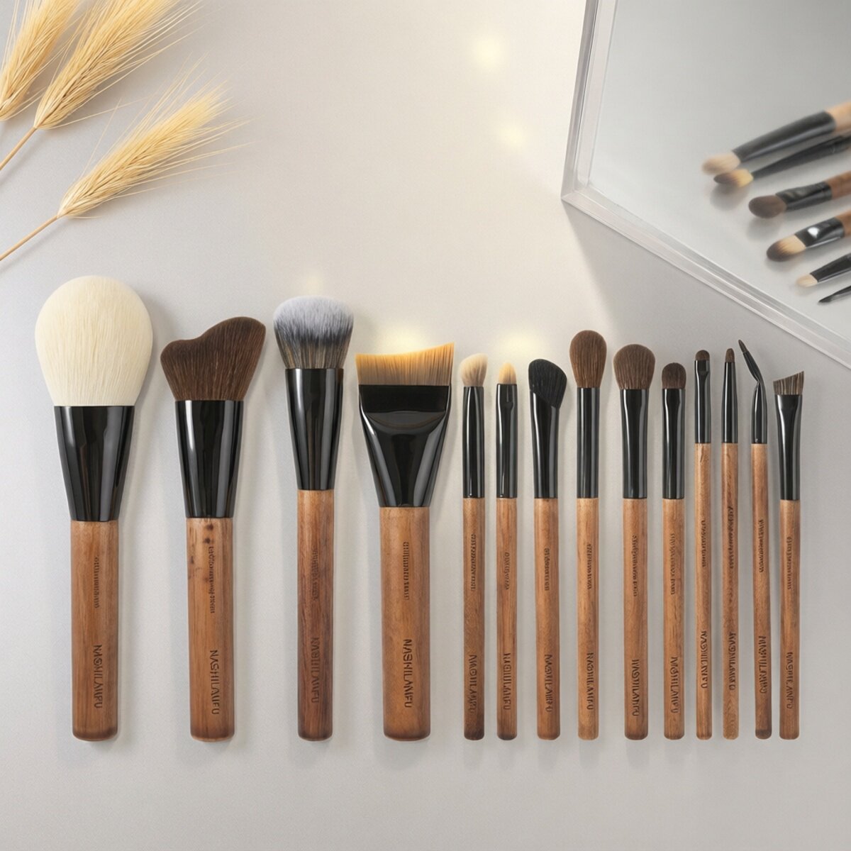 沧州14支原木化妆刷全套眼部刷动物毛套装修容腮红刷眼影美妆工具