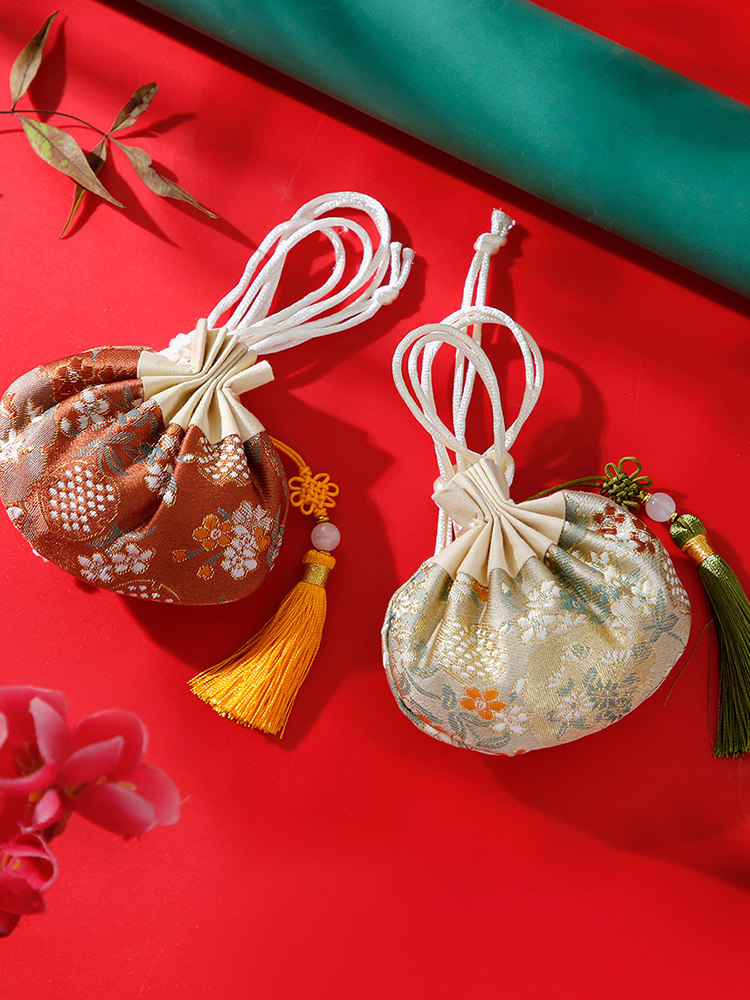 NEW YEARS SACHET EMPTY BAG WORMWOOD SACHET PURSE OSMANTHUS CHINESE HERBAL MEDICINE SACHET ANTIQUE EMBROIDERY PENDANT DIY MATERIAL BAG