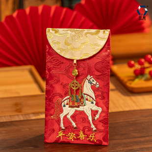 2026马年红包刺绣布艺创意中式万元利是封儿童宝宝满月过年压岁钱