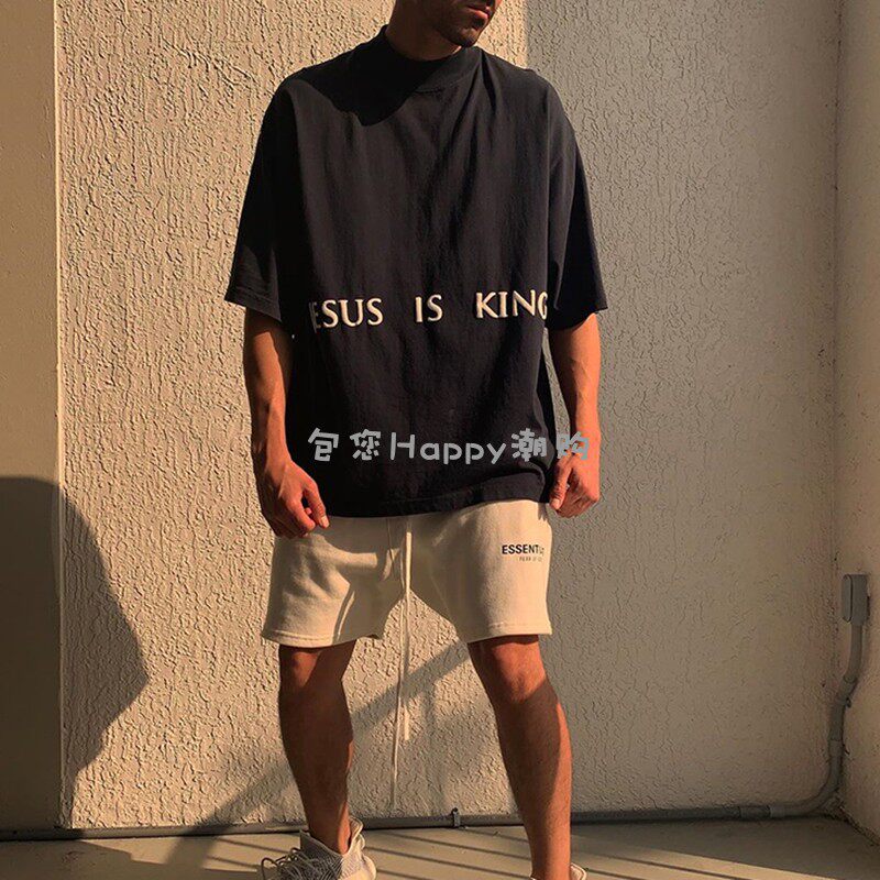 KANYE WEST 앨범 한정 세 신 유화 JESUS IS KING KANYE 편지 남성용 및 여성용 반팔 티셔츠