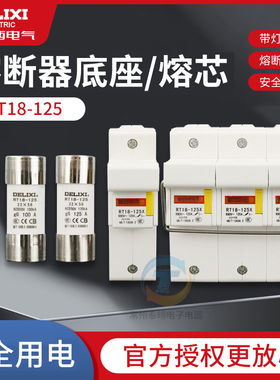 德力西RT18-125X熔断器保险丝底座1P/2P/3P/4P芯子80A熔断体22X58
