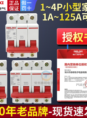 德力西1P空气开关2P家用32a63a三相3P断路器DZ47S 4P空开100A电闸