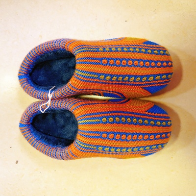 纯手工针织毛线拖鞋腾欣烤火鞋底可定做
