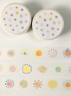 分装胶带 韩国zafa胶带可爱盐系蜡笔风格太阳花草胶带分装