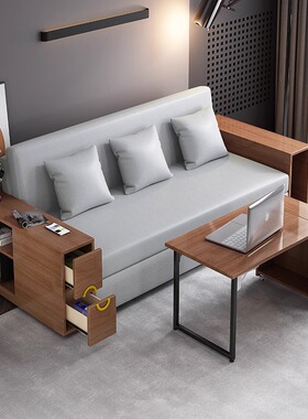 多功能实木沙发床简约客厅折叠书桌一体两用小户型可伸缩收纳储物
