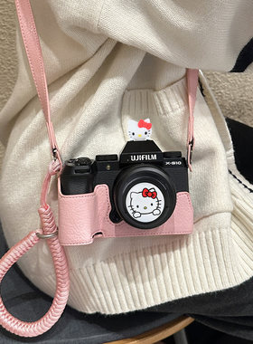 适用富士XS10保护套X-S10相机包微单少女风卡通斜挎包粉手绳便携