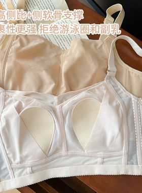 薄而有型 BCDEF大胸显小光面薄款内衣全罩杯抹胸无钢圈调整型文胸