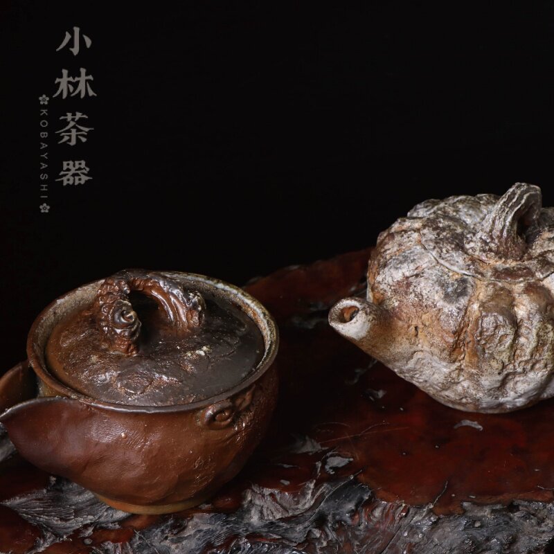 日本进口备前烧柴烧植物摘宝瓶 花房壮一手作后手急须泡茶壶