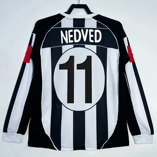 复刻2002-03赛季尤文主场长袖复古老款球衣 皮耶罗内德维德足球服
