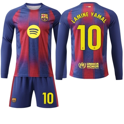 2526巴萨主场长袖球衣10号亚马尔梅西14拉什福德足球服套装定制