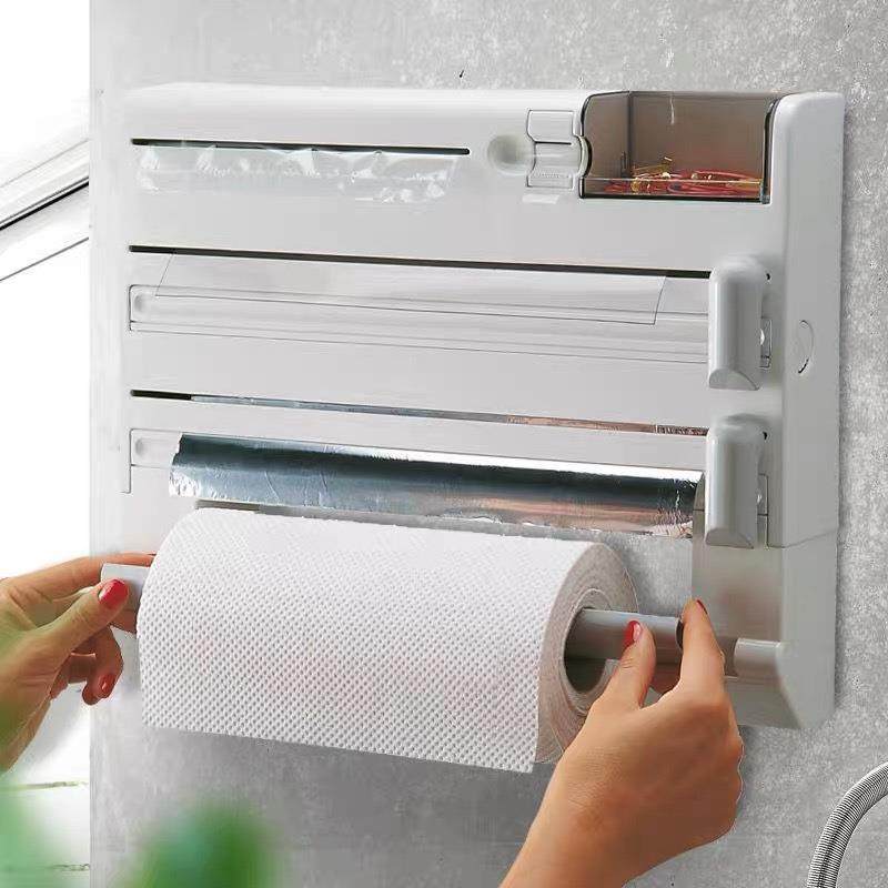 多功能厨房家用置物架壁挂式保鲜膜收纳盒切割器放置架卷纸架,厨房/烹饪用具,保鲜膜切割器,淘宝优惠券,粉丝福利购,淘宝优惠卷