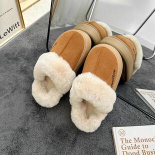 毛毛绒棉拖鞋女冬季2025新款厚底室内家居家防滑保暖棉拖鞋女冬季