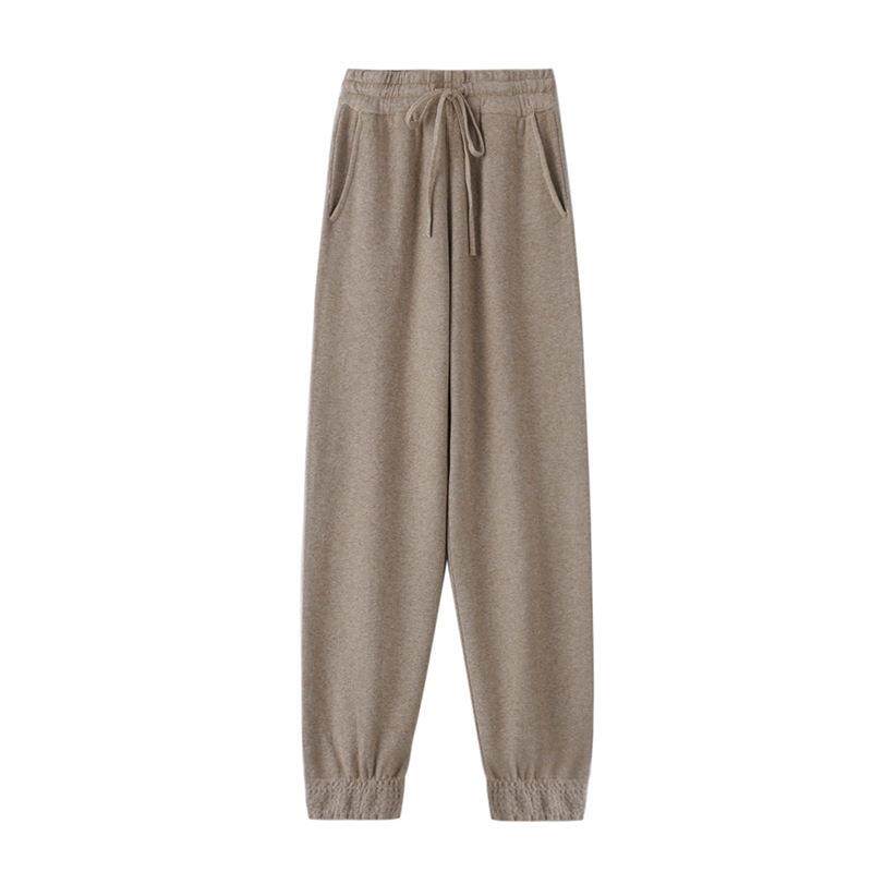 抽绳针织小脚裤女高腰束口铅笔裤保暖百搭宽松休闲运动卫裤哈伦裤