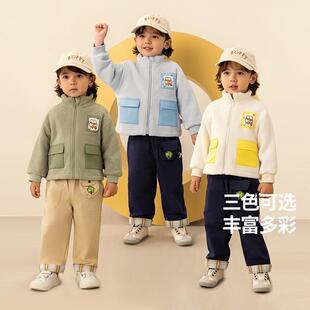 儿童外套秋冬款加绒男童摇粒绒外套女童双面绒衣服保暖婴儿秋装