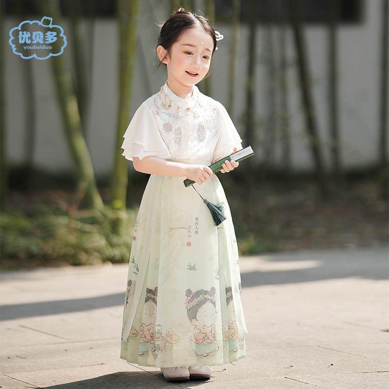 女童汉服马面裙套装夏季2024新款儿童唐装夏装新中式女孩公主裙子