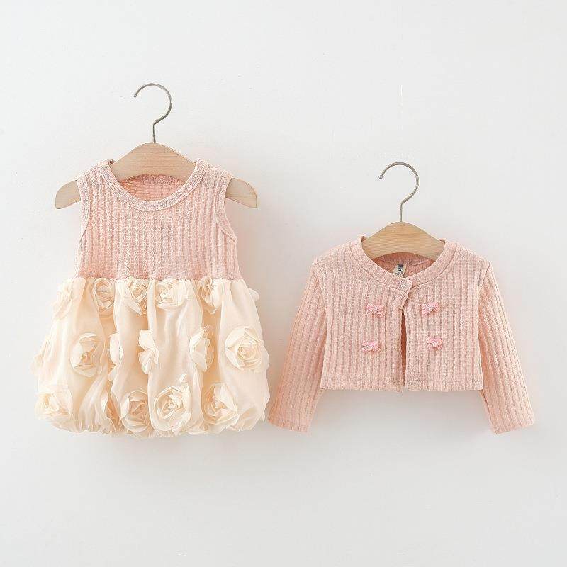 童装女童裙套装春秋季儿童宝宝针织开衫+玫瑰花苞公主裙子两件套,童装/婴儿装/亲子装,儿童运动套装,淘宝优惠券,粉丝福利购,淘宝优惠卷