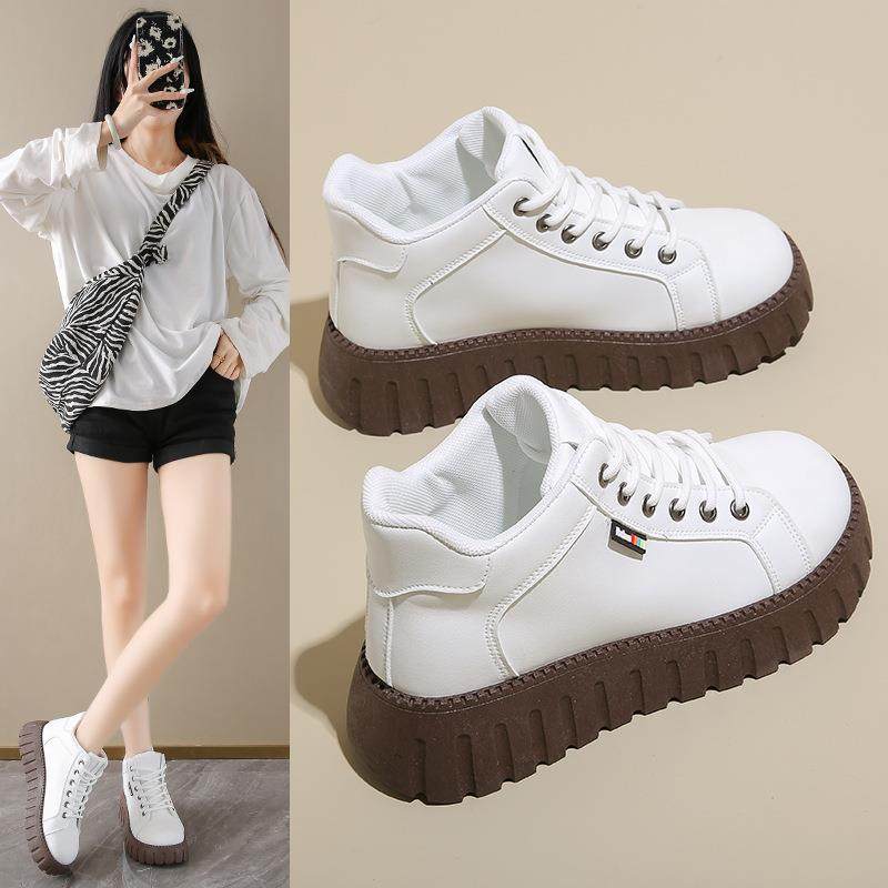 2025秋季新款短靴ins韩版小白鞋女学生厚底高帮休闲鞋皮鞋KT2288,女鞋,浅口单鞋,淘宝优惠券,粉丝福利购,淘宝优惠卷