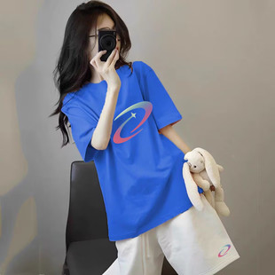 2026夏季 茶系穿搭配一整套女克莱因蓝短袖 t恤休闲短裤 两件套 新款