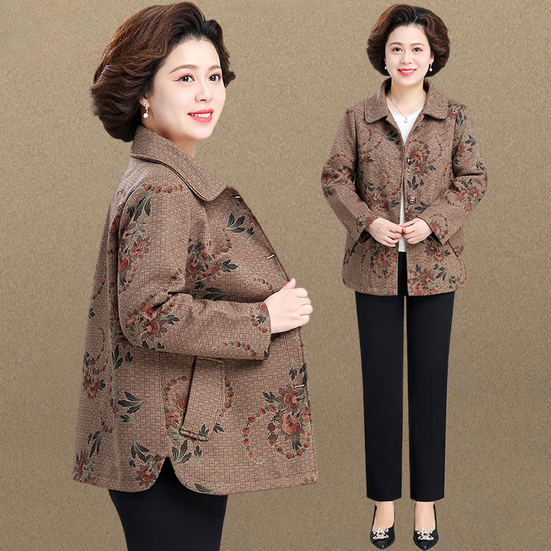 中老年妈妈秋季风衣休闲外套女春秋50多岁奶奶洋气减龄上衣服夹克