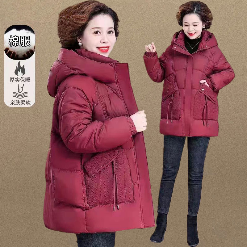 胖妈妈大码棉袄冬季新款中老年羽绒棉服女中长款加厚棉衣外套秋冬