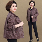 休闲外套女春秋50多岁奶奶洋气夹克上衣服 衬衫 中老年妈妈春季 短款