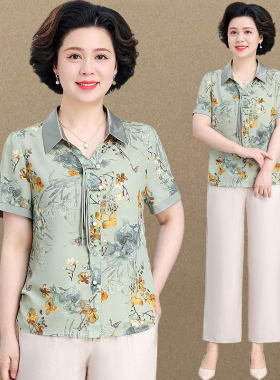 中老年妈妈夏季短袖休闲套装