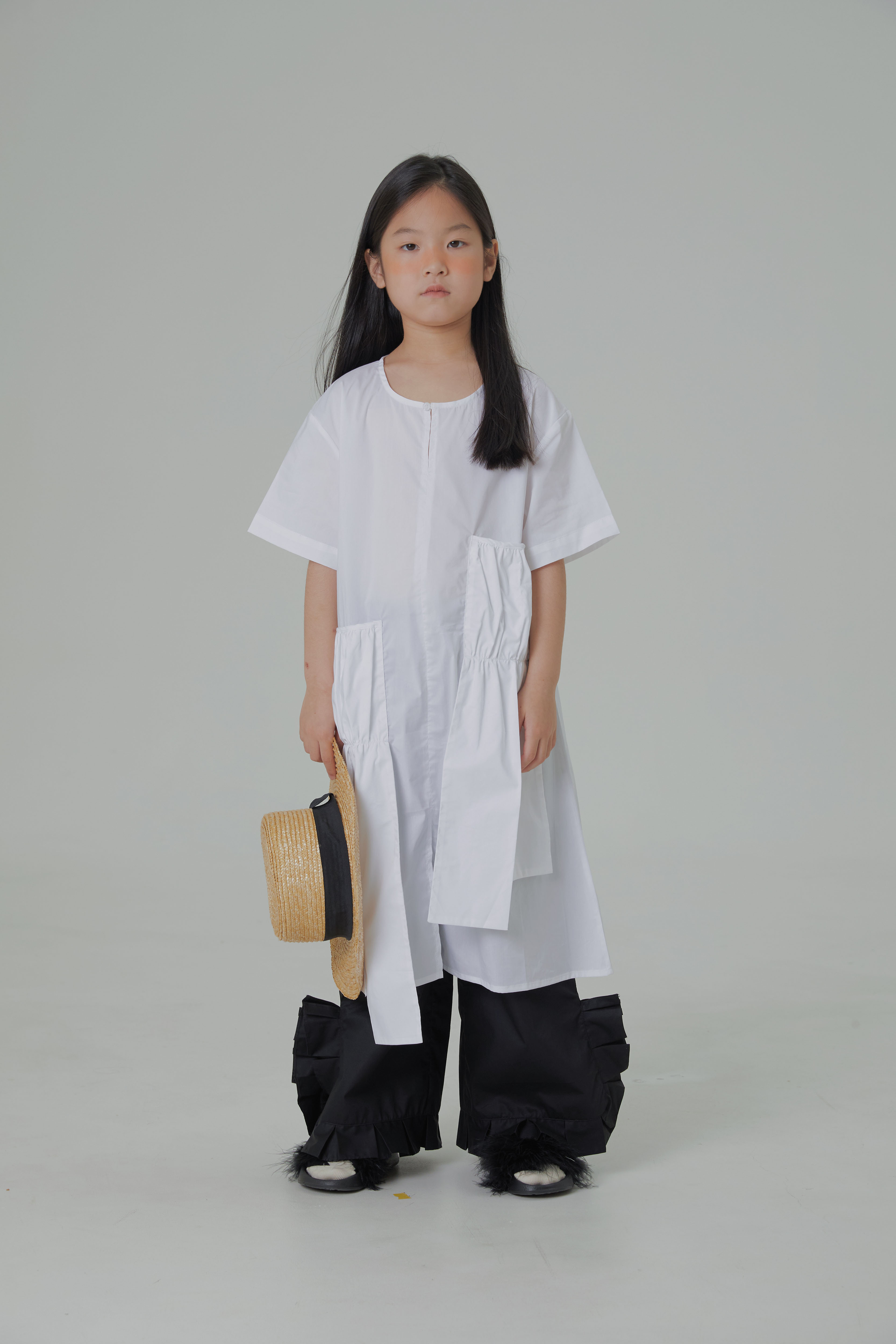 k2kids 设计品牌 进口亲肤纯棉 个性白色长款衬衣男女童装