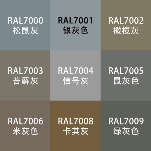 劳尔色RAL7035自动手喷漆ral7001银灰色7004信号灰卡其设备金属漆