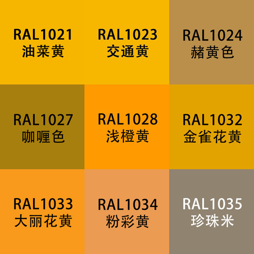 劳尔色RAL7035自动手喷漆ral1023交通1028瓜黄色牡蛎白设备金属漆
