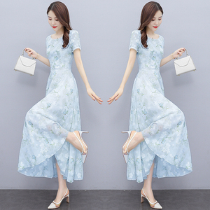 RM19941#波西米亚长裙到脚踝雪纺连衣裙2021新款夏超长海边度假沙滩裙