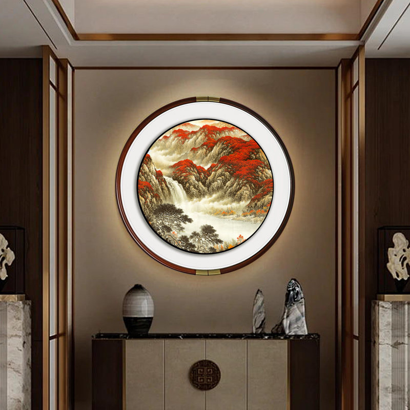 新中式铜雕挂画入户玄关手工錾刻