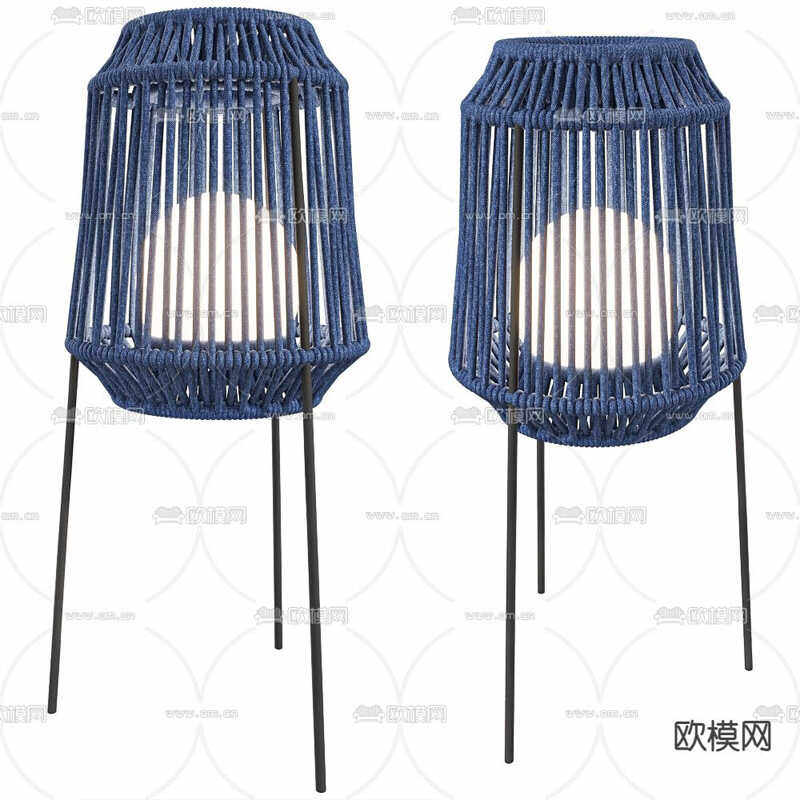 北欧铁艺餐厅客厅蓝色灯笼氛围感装饰落地灯