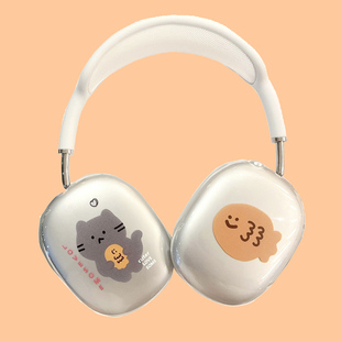 适用于苹果无线蓝牙耳机AirPods 耳罩保护套收纳包硅胶软壳保护日系鲷鱼烧猫咪可爱ins风卡通 Max保护壳头戴式