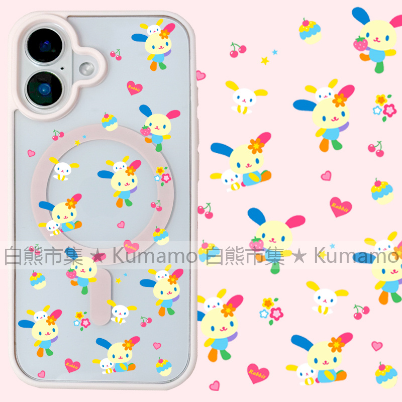 适用iphone17promax苹果16手机壳MagSafe磁吸15支架14透明13日系25ultra花小兔16e花朵蛋糕樱桃兔子17保护套