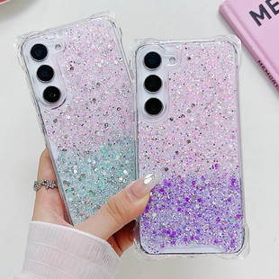 A34 手机壳iPhone15渐变滴胶闪粉防摔斜挎挂脖保护套 24ultra A55 A54 A53 A15 A14 A13 23ultra 适用三星s22