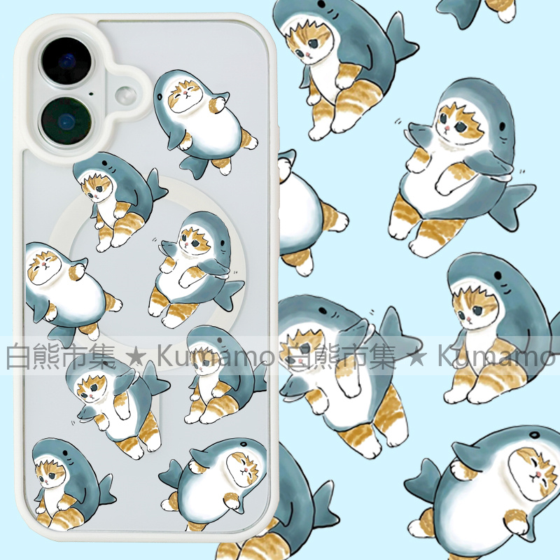 适用iphone17promax苹果16手机壳MagSafe磁吸15支架14透明13鲨鱼猫25ultra橘猫12小猫咪17保护套女78plus/16e