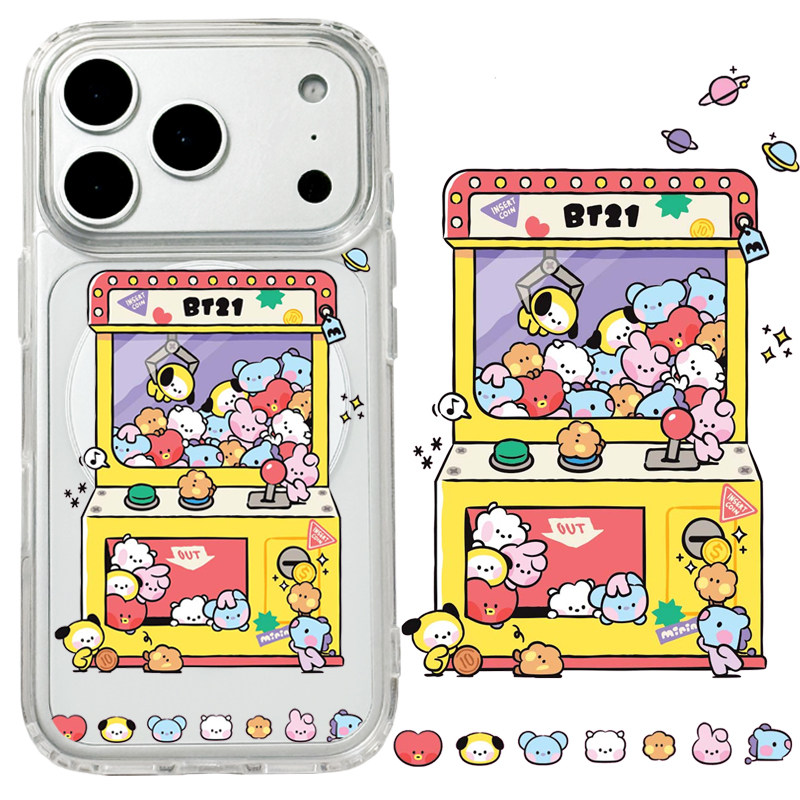 适用iphone17promax苹果16手机壳MagSafe磁吸15支架14透明13韩风18promax娃娃机18韩风bt21卡通17保护套17e