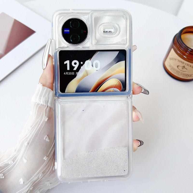 适用于vivo x flip手机壳上下防摔折叠流沙软套纯色渐变流动液体小清新解压彩珠趣味少女小众x flip保护壳
