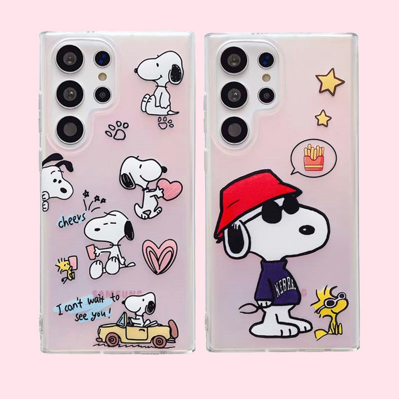 适用三星s22ultra/s23/s23ultra/s24/s24ultra手机壳MagSafe镭射防摔软边ins风可爱女卡通开车爱心史努比叉奇